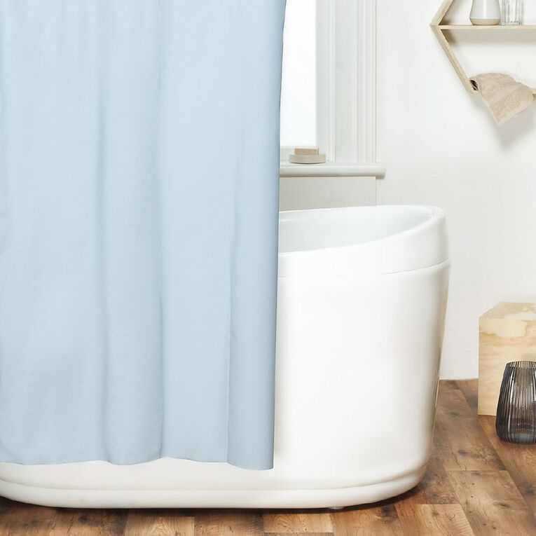 Living & Co Shower Curtain Cool Blue Mid 180cm x 180cm, , hi-res