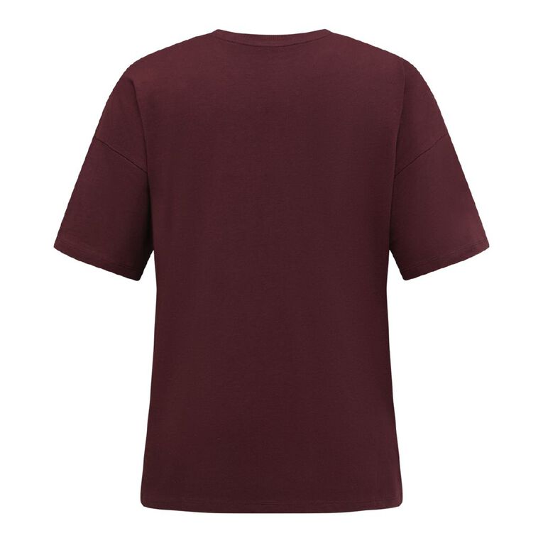 H&H Women's Oversized Boyfriend Graphic Tee, Brown, hi-res