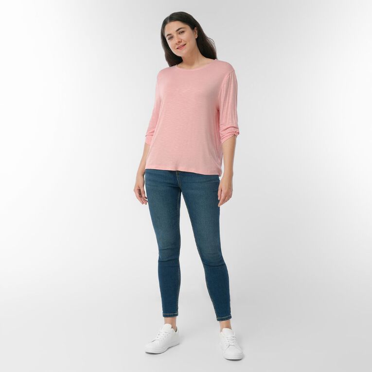 H&H Women's 3/4 Sleeve Knot Detail Top, Pink Light, hi-res