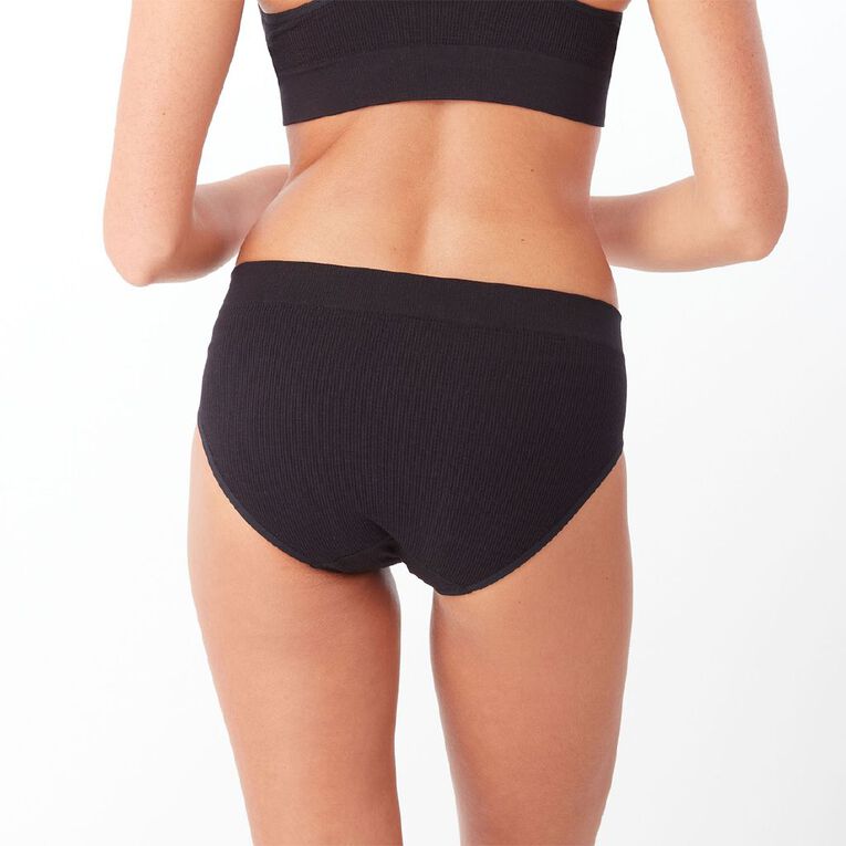 Clio Women's High Leg Bamboo Rib Bikini Briefs, Black, hi-res