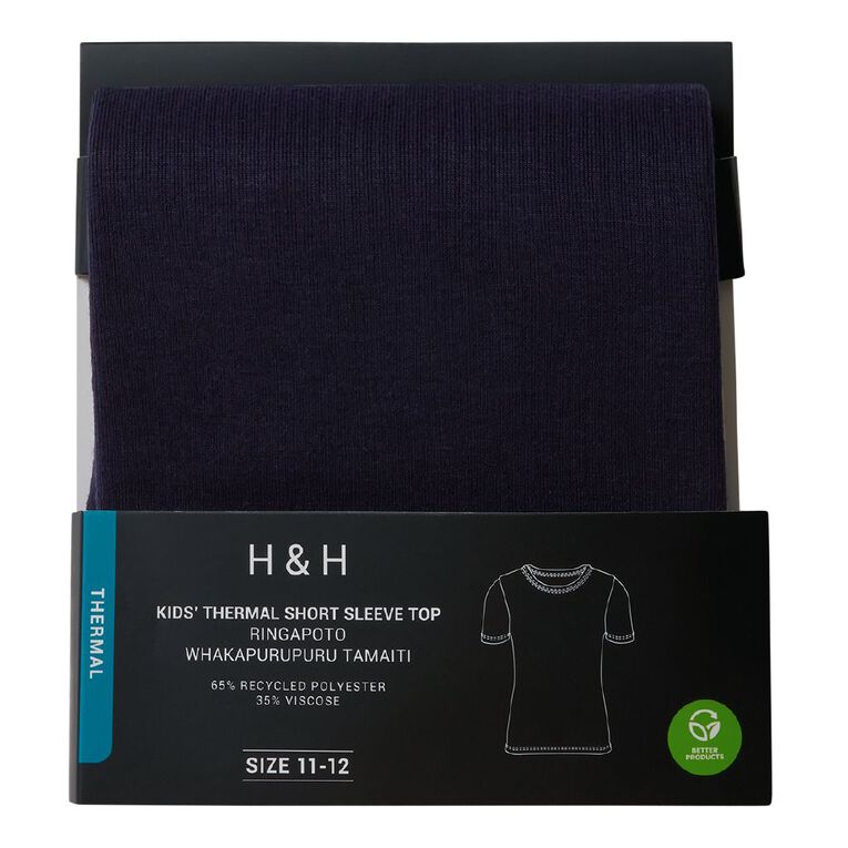 H&H Kids' Thermal Short Sleeve Tee, Blue Dark, hi-res