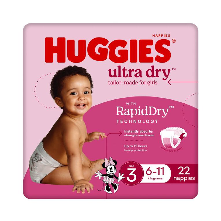 Huggies Girls' Convenience Nappy Crawler Size 3 6-11kg 22 Pack, , hi-res