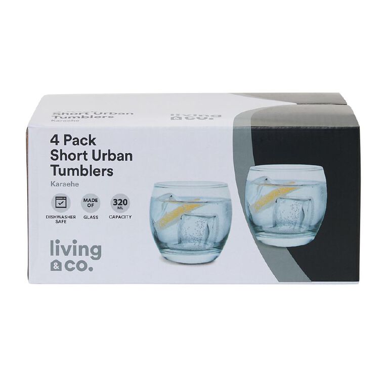 Living & Co Urban Tumbler Short Clear 4 Pack, , hi-res