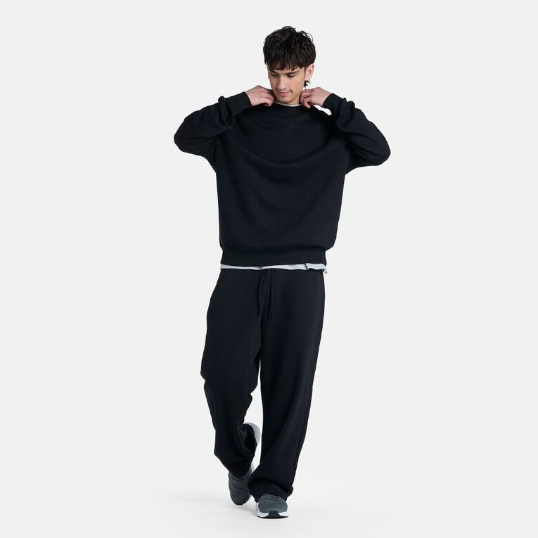 H&H Men's Plain Crew Sweatshirt, Black, hi-res
