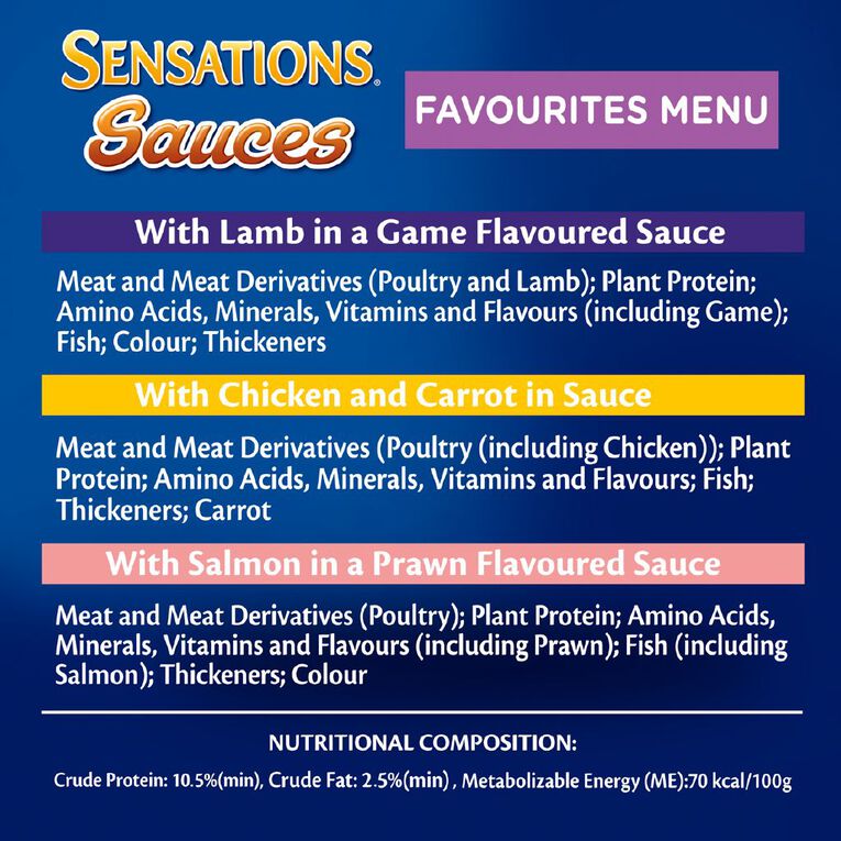 Oscar Sensations Sauces Favourites Menu Wet Cat Food 12 x 85g, , hi-res