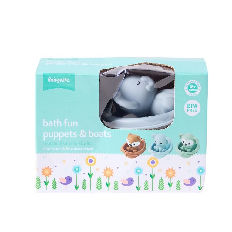 Babywise Bath Toys 3 Boats +3 Hand Puppets, , hi-res