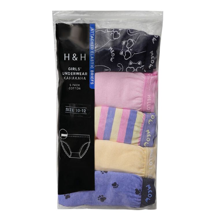 H&H Girls' Briefs 5 Pack, Purple Mid, hi-res