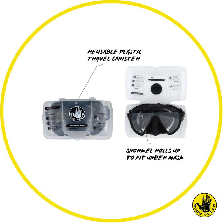 Body Glove Adults Travel Snorkel set Black, , hi-res