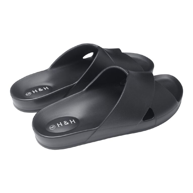H&H Women's Crossover Slides, Black, hi-res