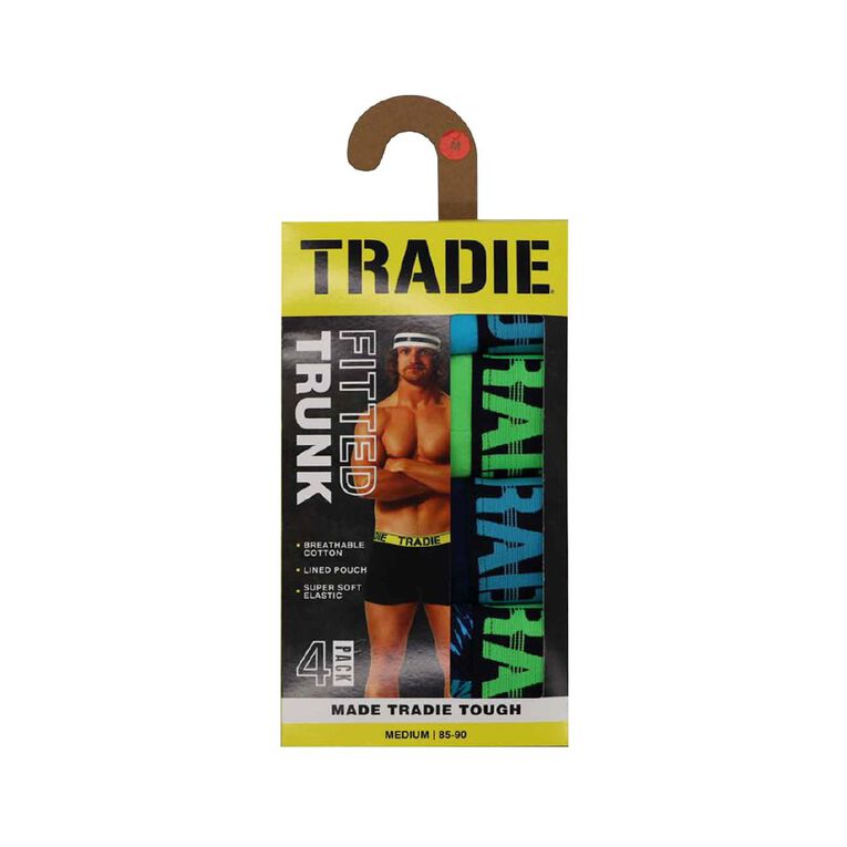 Tradie Men's Trunks Box Set 4 Pack, Blue/Navy, hi-res