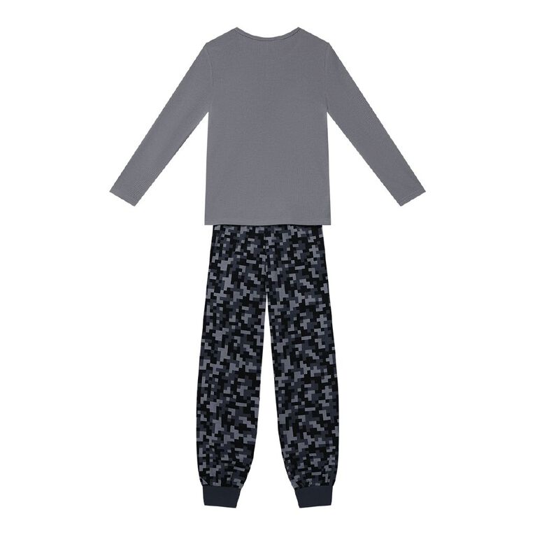 H&H Boys' Waffle and Flanelette Pyjama Set, Grey Mid, hi-res