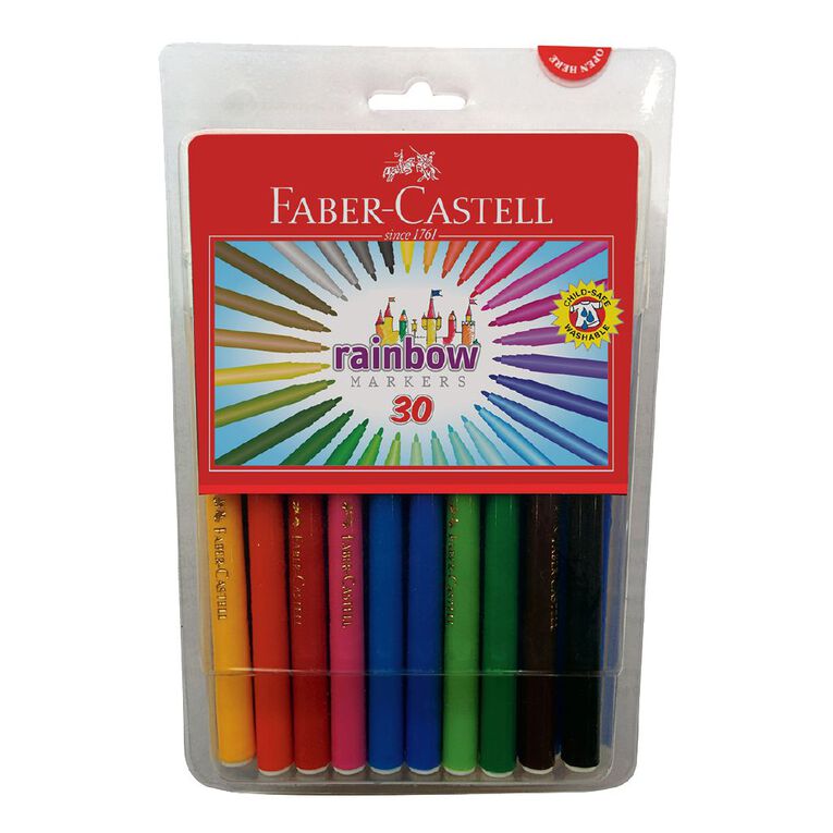 Faber-Castell Rainbow Colour Markers Multi-Coloured 30 Pack, , hi-res