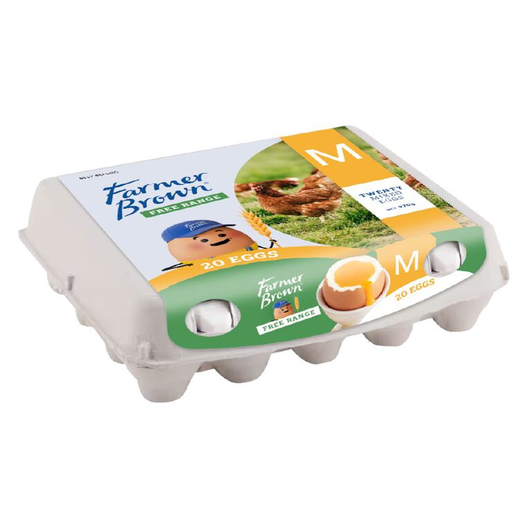Farmer Brown Free Range Mixed Grade Eggs 20 Pack, , hi-res