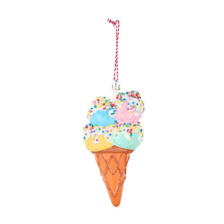 Wonderland Fun Festive Ice Cream Cone Christmas Tree Decoration 15cm, , hi-res