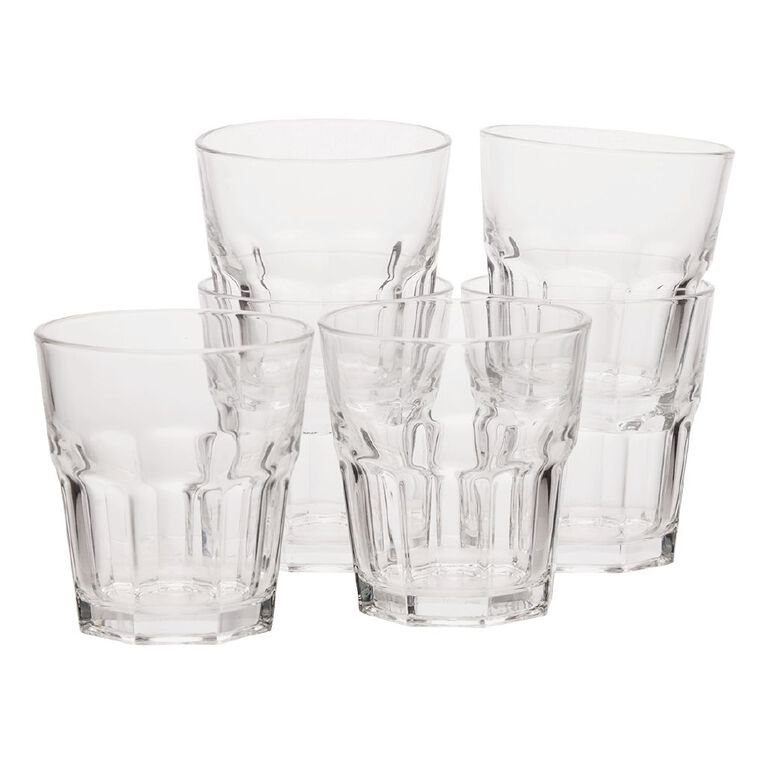 Living & Co Bistro Short Glass Tumbler Clear 6 Pack, , hi-res