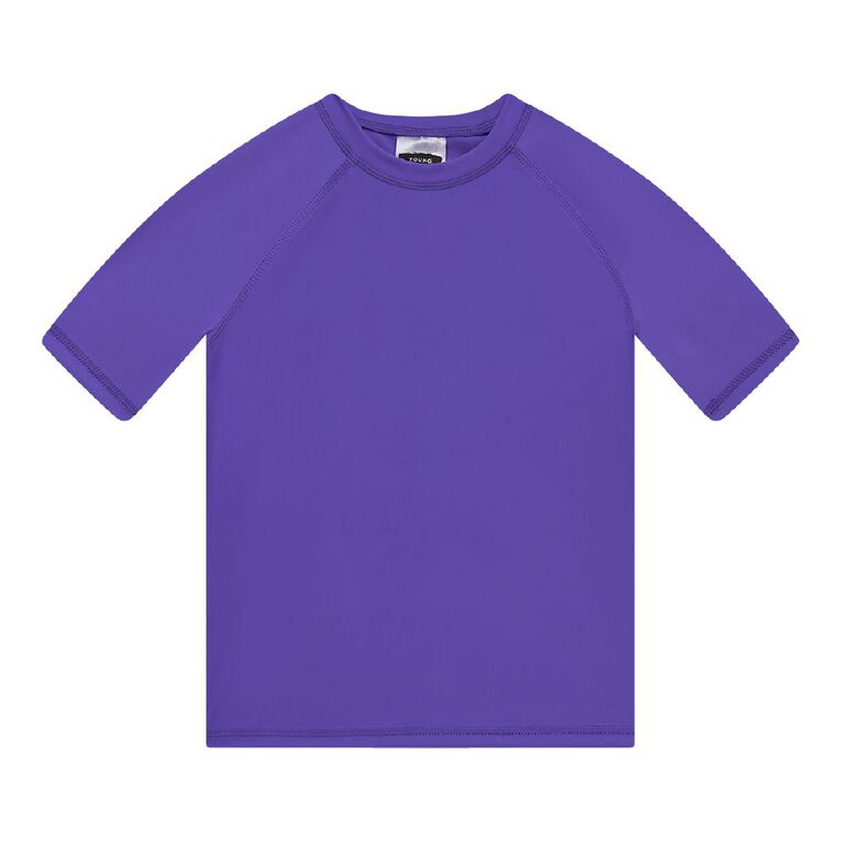 Young Original Short Sleeve Neon Rash Top, Purple Mid, hi-res