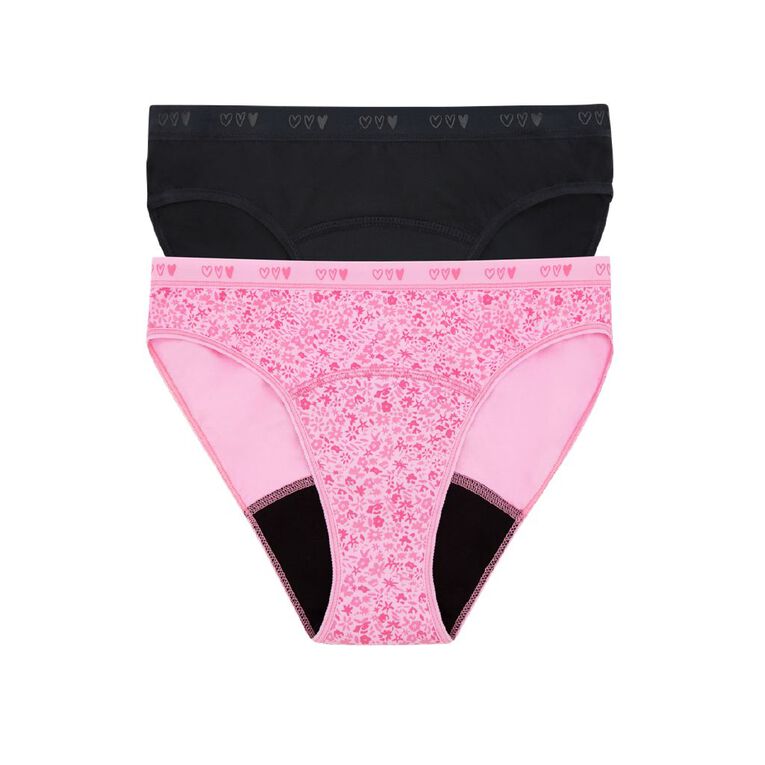 Love Luna Teen First Period Bikini Briefs 2 Pack, Pink Light, hi-res