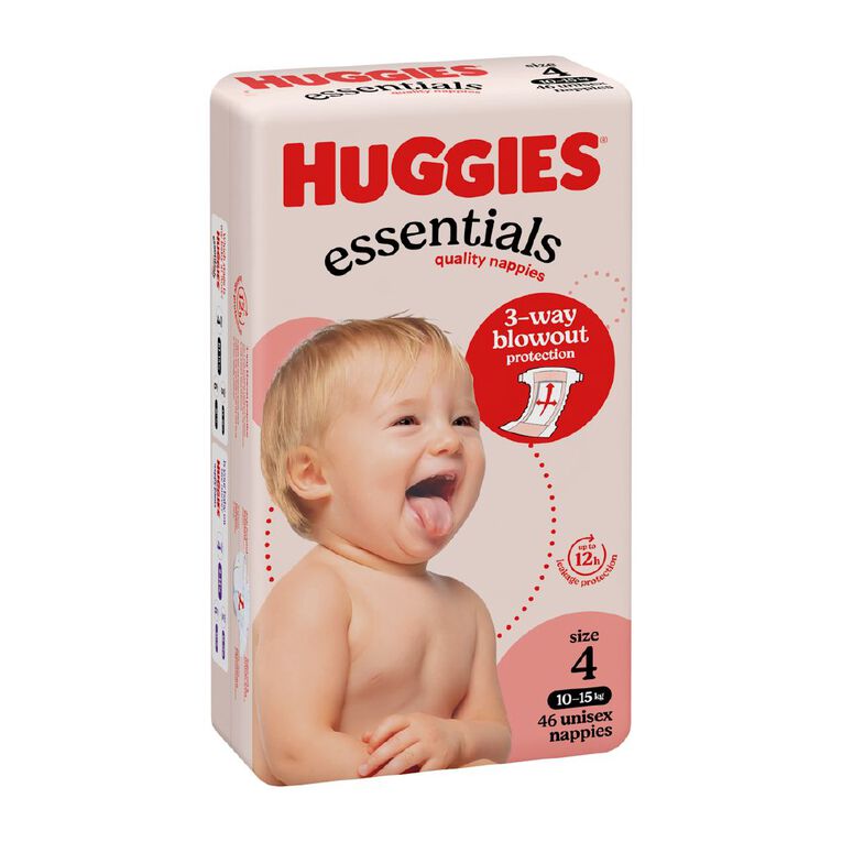 Huggies Essential Nappy Size 4 10-15kg 46 Pack, , hi-res