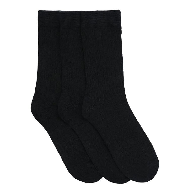 H&H Women's Bamboo Rib Crew Sock 3 Pack, Black S26, hi-res