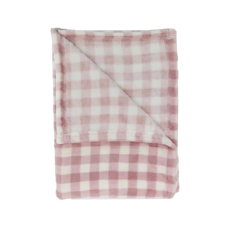 Babywise Coral Fleece Blanket 100cm x 75cm Gingham, , hi-res