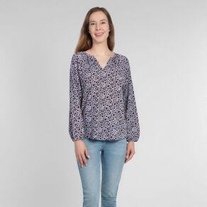 H&H Women's Long Sleeve V Neck Gathered Top