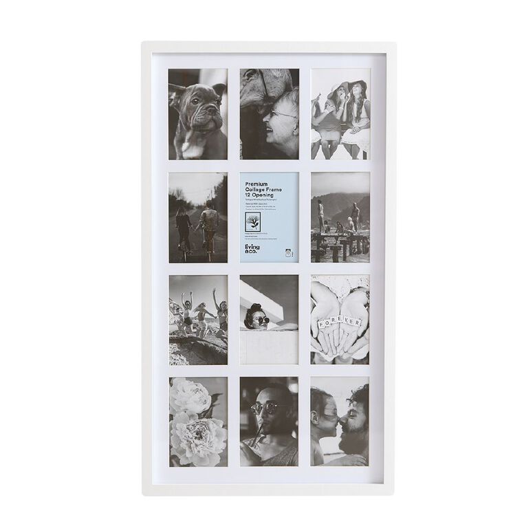 Living & Co Premium Collage Frame 12 Openings White 4in x 6in, , hi-res