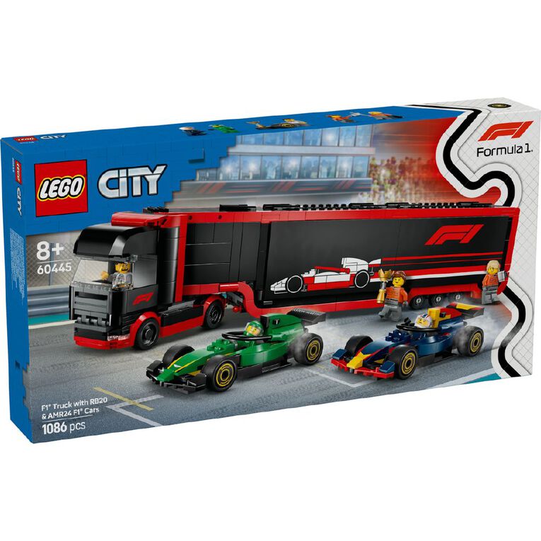 LEGO CITY F1 Truck with RB20 & AMR24 Cars 60445, , hi-res