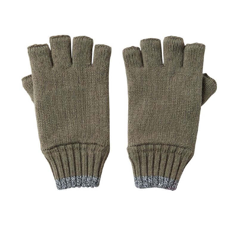 Rivet Men's Stripe Fleck Half Finger Gloves, Khaki, hi-res