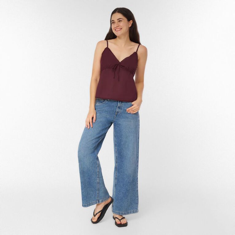 H&H Women's Cotton Babydoll Cami, Purple Dark, hi-res