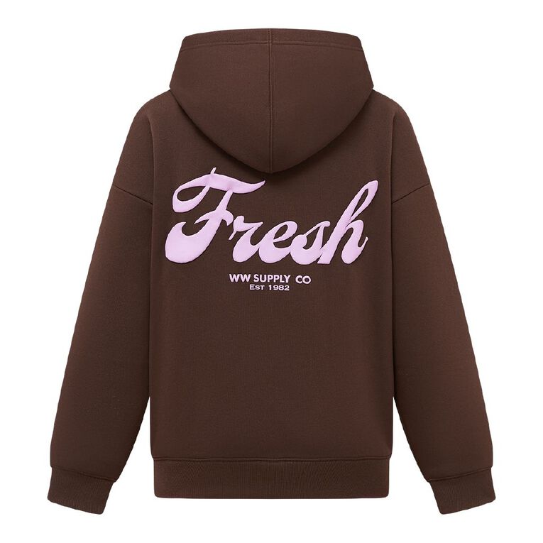 H&H Women's Fresh Fleece Long Sleeve Hoodie, Brown Dark, hi-res