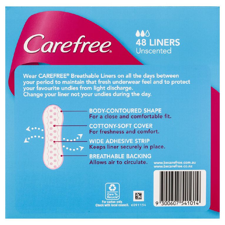 Carefree Panty Breath Liners 48 Pack The Warehouse
