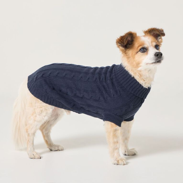 Petzone Cable Knit Jumper Navy Medium, , hi-res