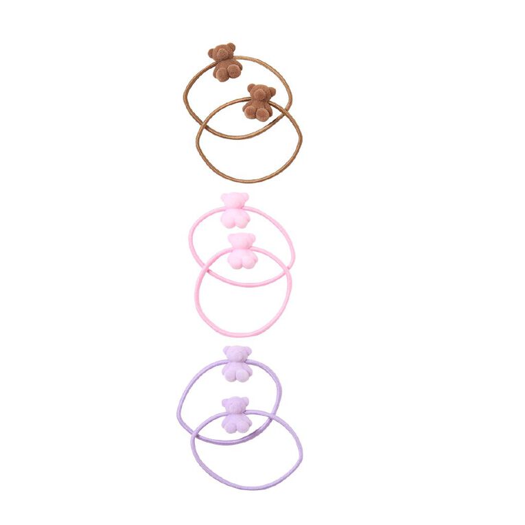 Poppi Hair Elastics Teddy Brown Mid 6 Pack, , hi-res