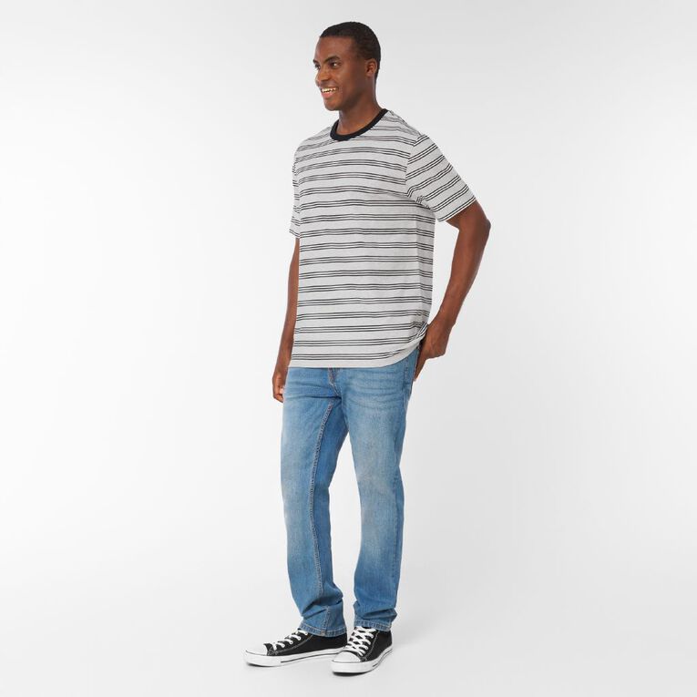 H&H Men's Regular Fit YD Stripe Tee, Grey/White, hi-res