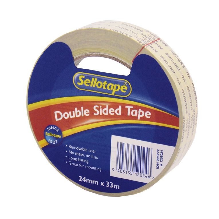 Sellotape Double Sided Tape 24mm x 33m Clear, , hi-res