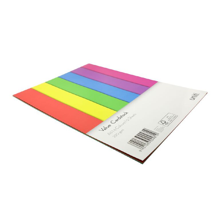 Uniti Value Cardstock 220gsm Brights 12 Pack A3 The Warehouse