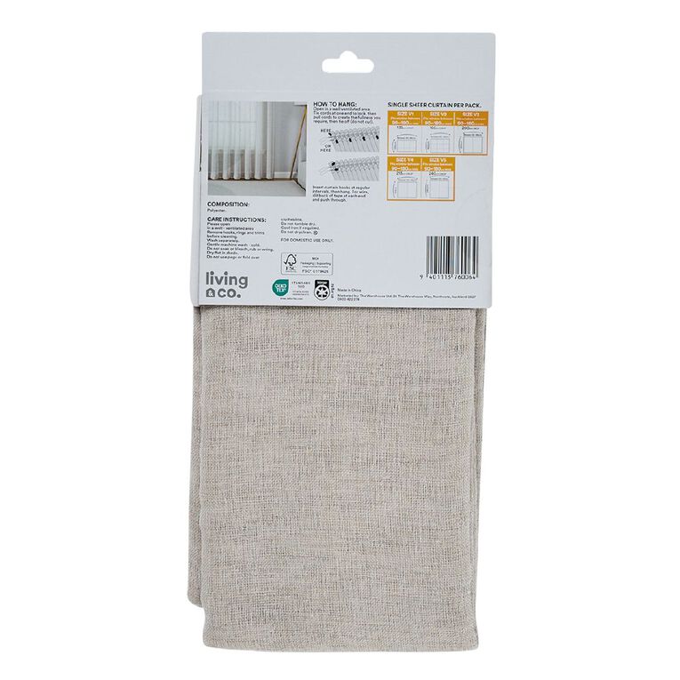 Living & Co Mira Voile White 90cm Wide/135cm Drop, , hi-res