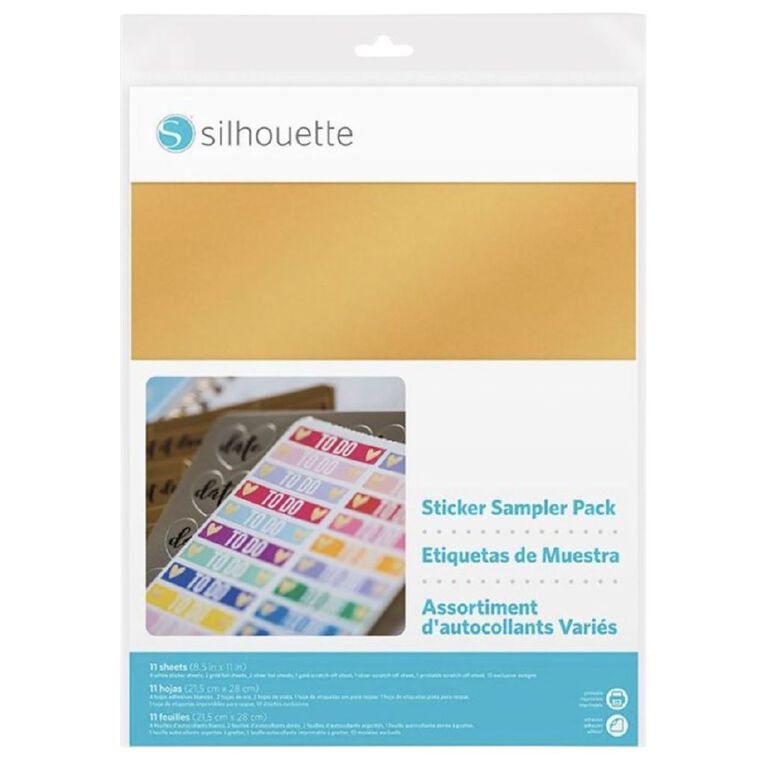 Silhouette Sticker Sampler Pack Multi 8.5 x 11 inch 11 Sheets, , hi-res