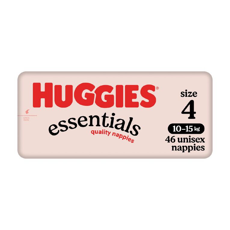 Huggies Essential Nappy Size 4 10-15kg 46 Pack, , hi-res