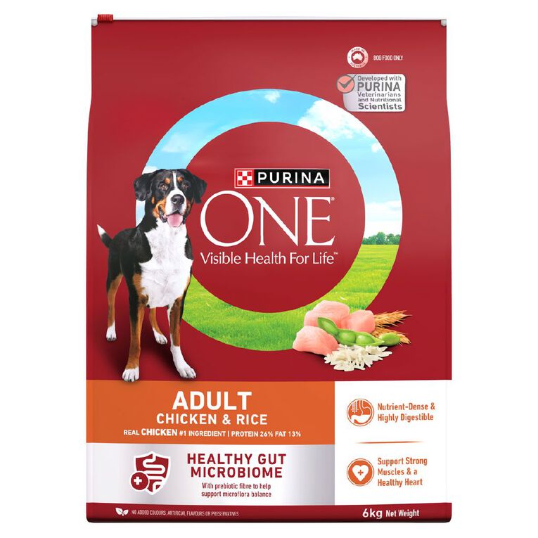 PURINA ONE Adult Chicken & Rice Dry Dog Food 6kg, , hi-res