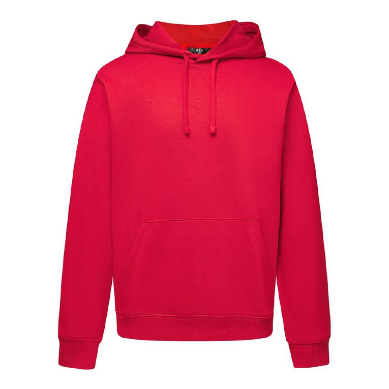 H&H Men's Plain Hoodie Sweatshirt, Red Mid, hi-res