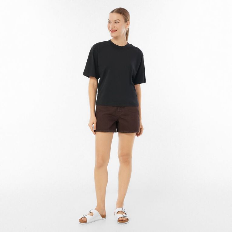 H&H Women's Essential Denim Shorts, Brown, hi-res
