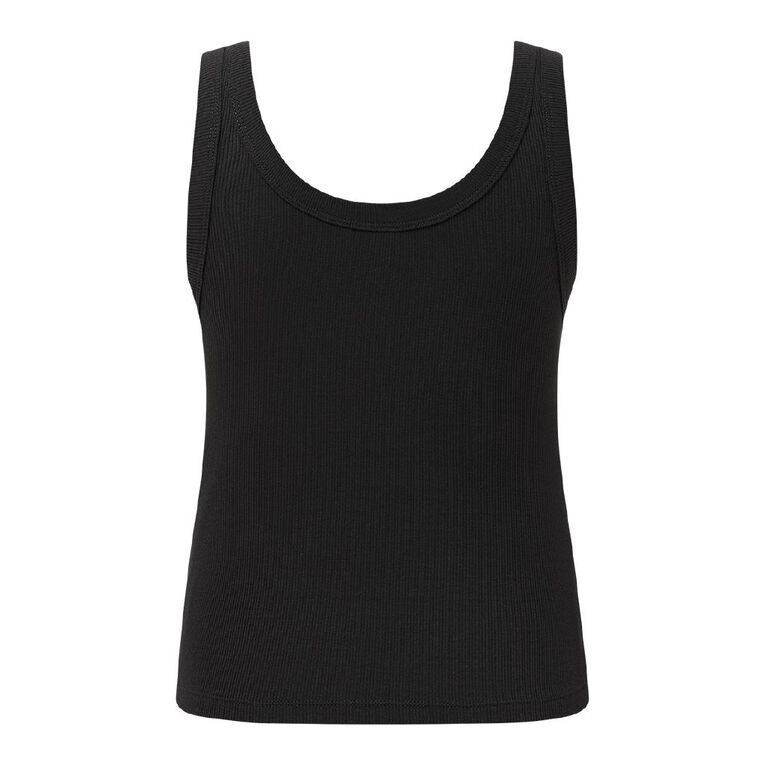 H&H Women's Rib Scoop Neck Tank, Black, hi-res