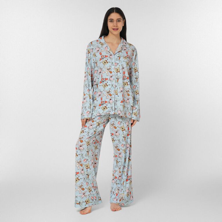 SpongeBob Comfy Long Sleeved Button Up Pyjama Set, Blue Light, hi-res