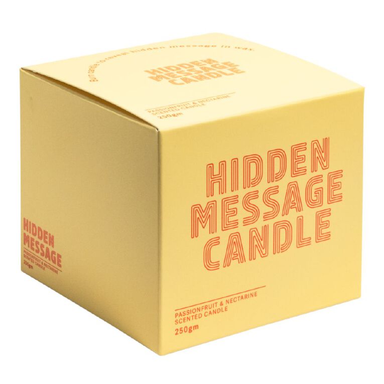 Living & Co Hidden Message Candle Passionfruit & Nectarine Yellow 250g, , hi-res