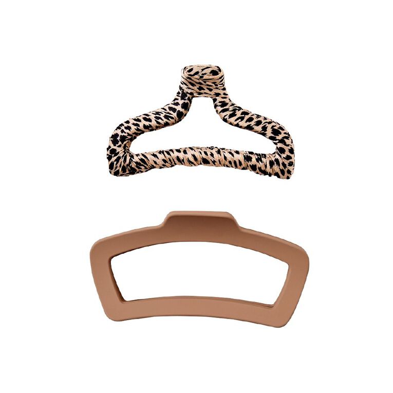 Poppi Cut Out Claw Clips Leopard 2 Pack, , hi-res