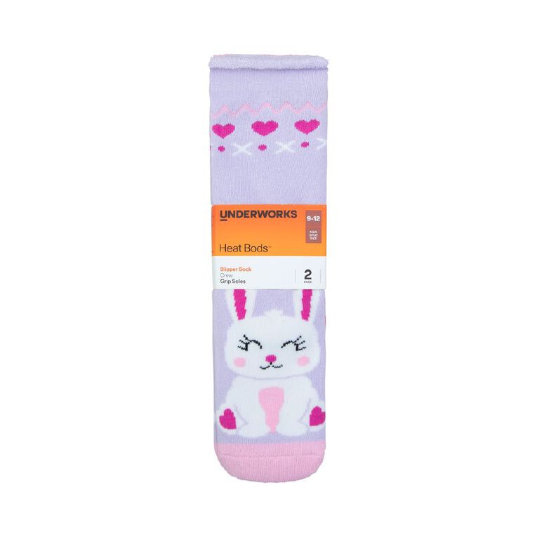 Underworks Girls' Textured Crew Socks 3 Pack, Pink, hi-res