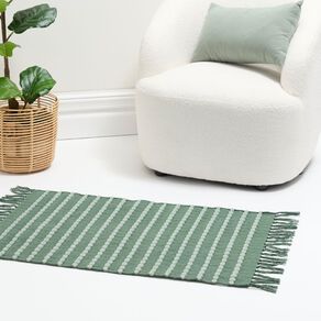 Living & Co Cotton Woven Rug Green 60cm x 90cm
