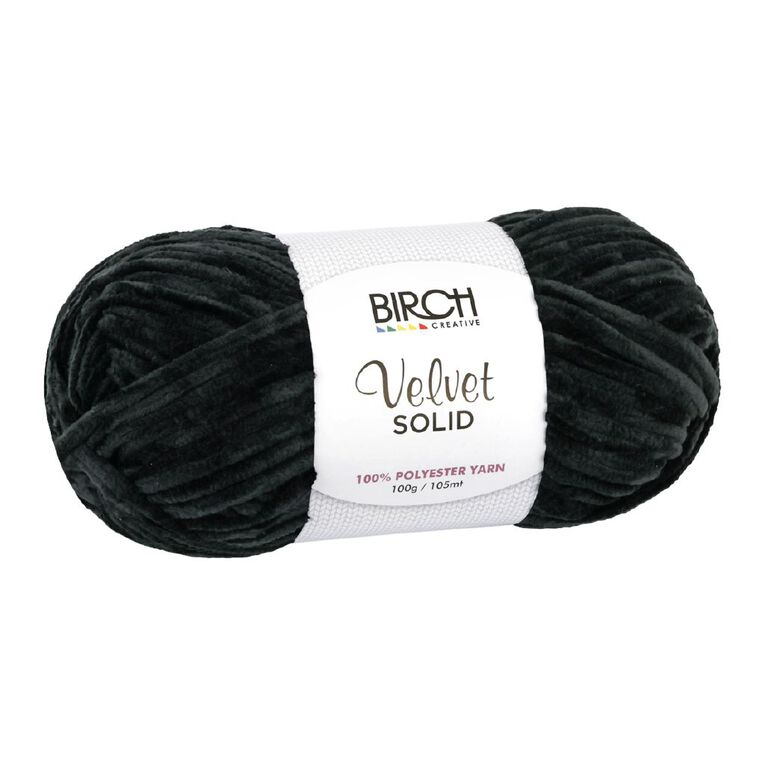Birch Velvet Yarn 100% Polyester 100G Black, , hi-res