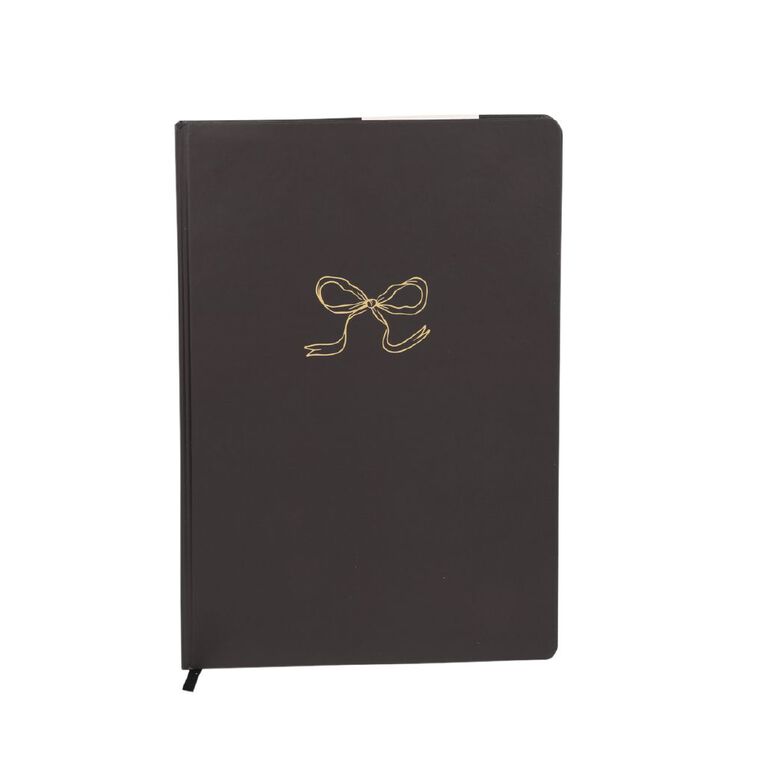 Uniti Stationery Urban Noir Bow Black A4 Hard Cover Notebook, , hi-res